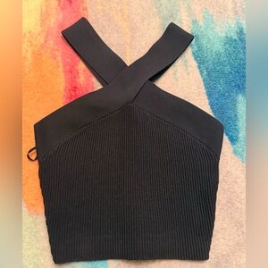 Babaton Charcoal Ribbed Knit Skirt